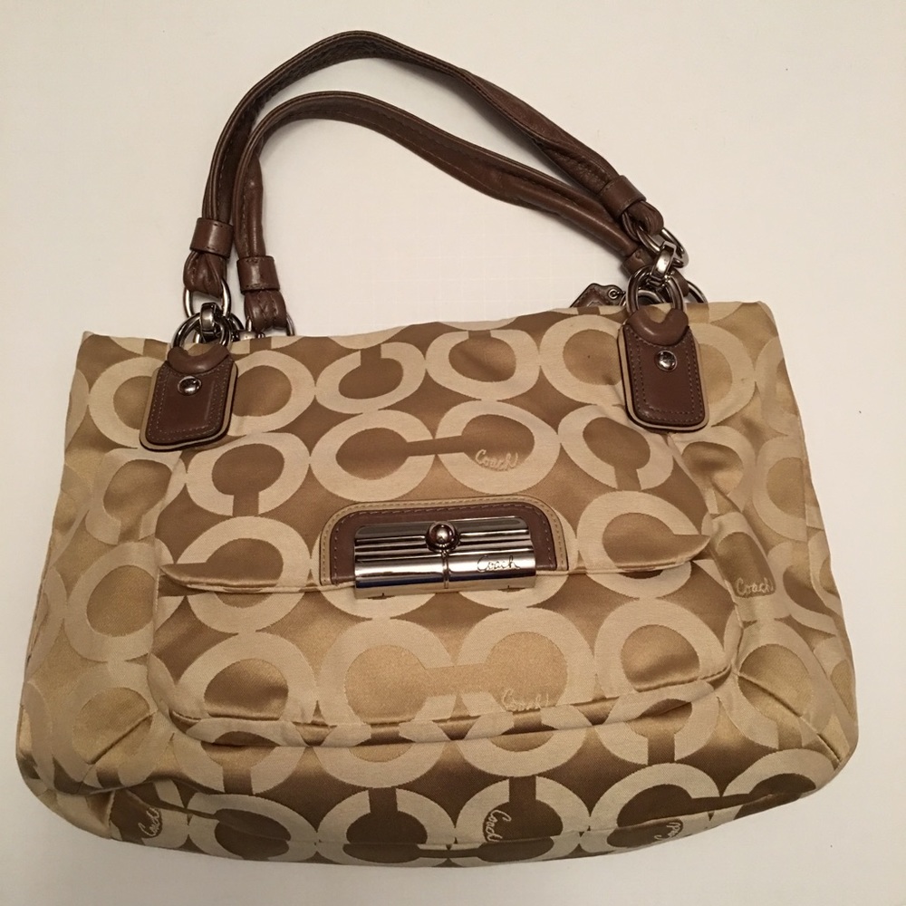 Coach Kristin Op Art Sateen Zip Top Tote